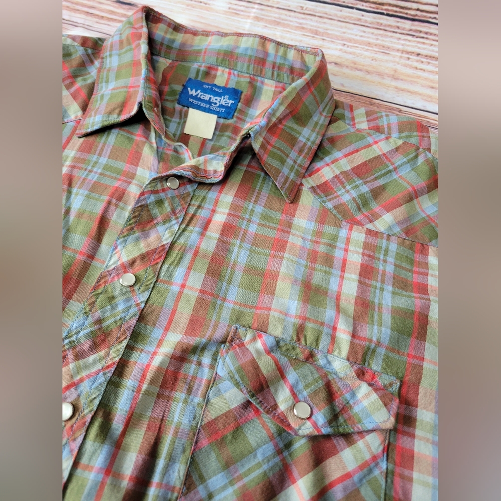 Vintage pearl button Wrangler Long Sleeve Plaid Western 3XT